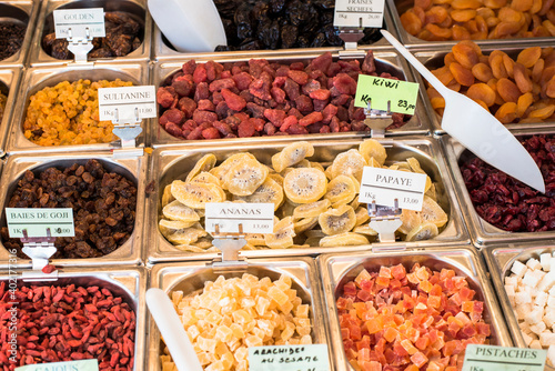 Dried Fruit at a Market in France.