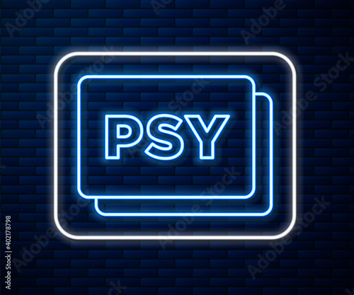 Glowing neon line Psychology icon isolated on brick wall background. Psi symbol. Mental health concept, psychoanalysis analysis and psychotherapy. Vector.