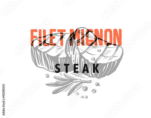 barbecue beef steak sketch style