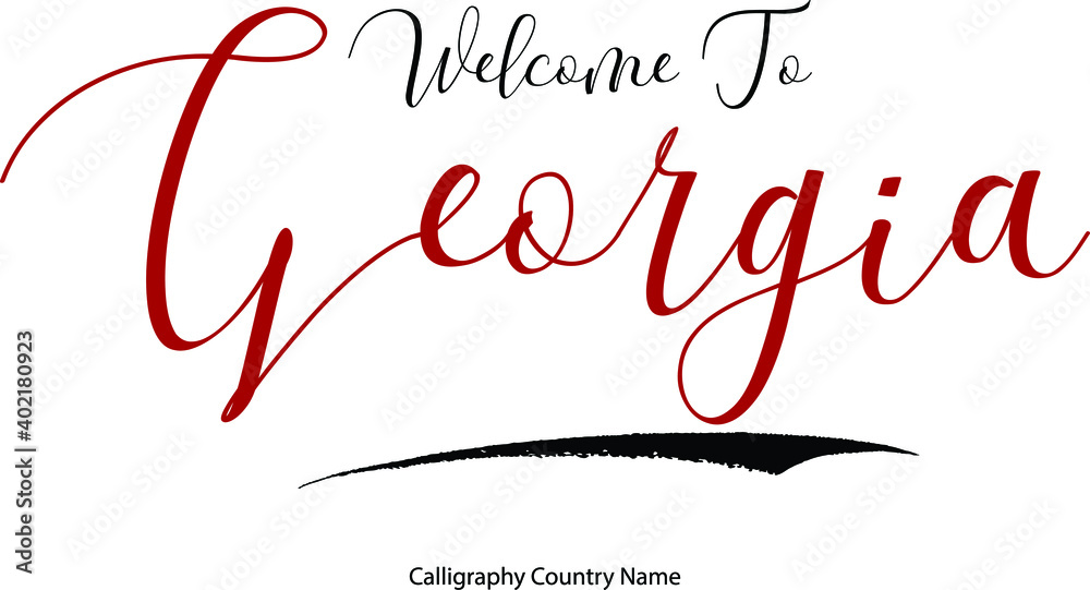 Welcome To Georgia Country Name Handwriting Typography Text Typescript