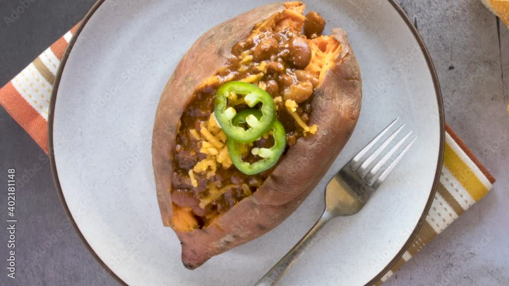 Rotating Baked Sweet Potato with Chili Rotating Baked Sweet Potato with Chili