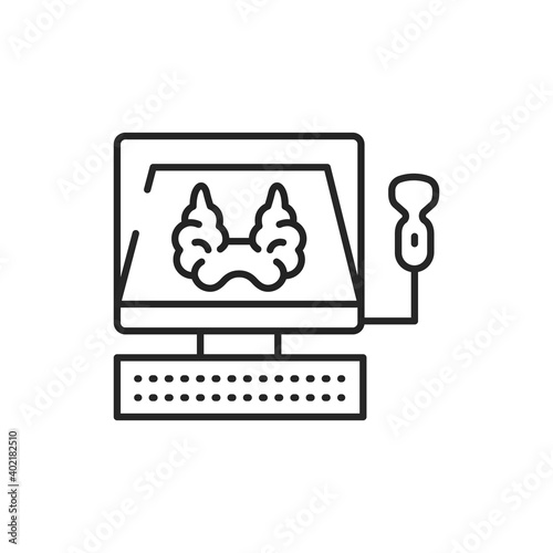 Ultrasonic diagnostic thyroid gland color line icon. Pictogram for web page, mobile app, promo.