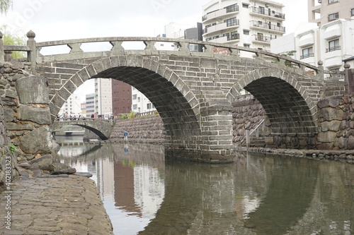 Historic Megane Bridge, Meganebashi, in Nagasaki, Kyushu, Japan - 九州 長崎 眼鏡橋	 photo