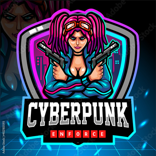Cyberpunk mascot. esport logo design