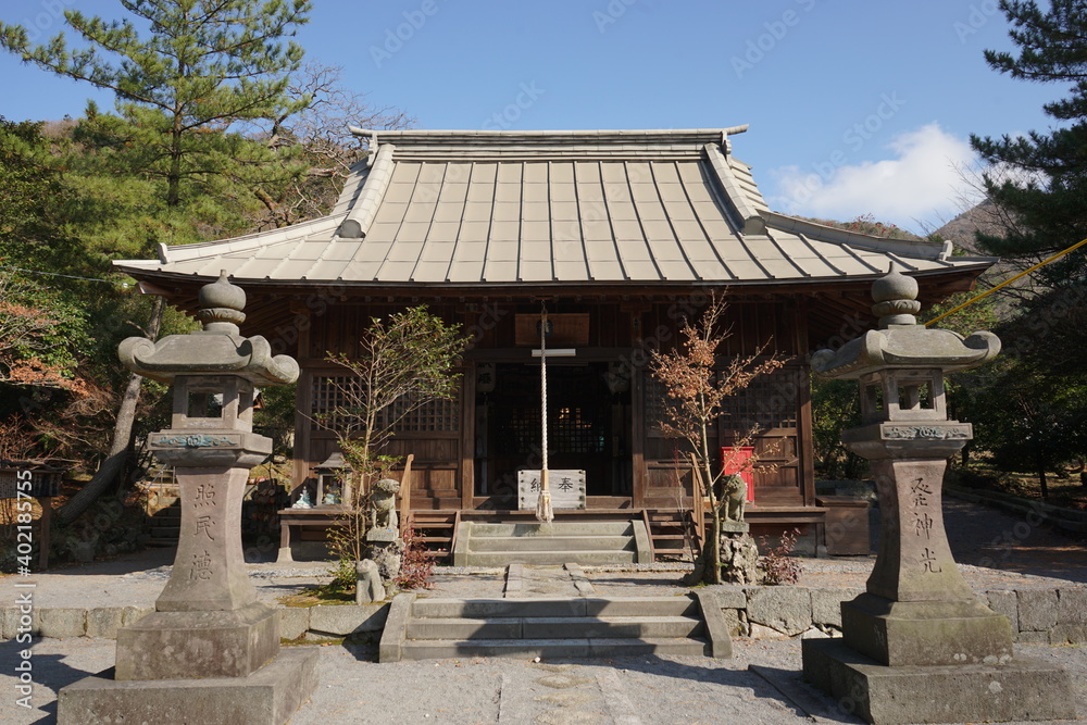 Unzen Onsen Jinja, Onsen Shrine, in Unzen Jigoku, Daikyokan, Unzen Mountain, Nagasaki, Japan - 長崎 雲仙地獄 温泉神社 Unzen Onsen Jinja, Onsen Shrine, in Unzen Jigoku, Daikyokan, Unzen Mountain, Nagasaki, Japan - 長崎 雲仙地獄 温泉神社