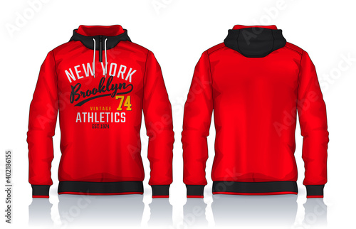 Hoodie shirts template.Jacket Design,Sportswear Track front and back view.