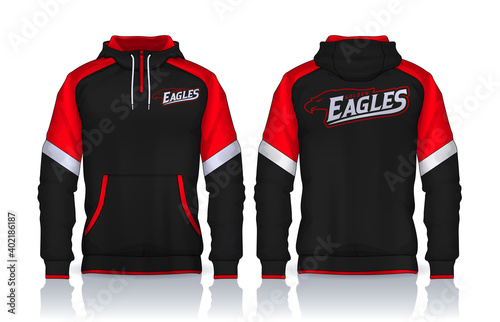 Hoodie shirts template.Jacket Design,Sportswear Track front and back view.