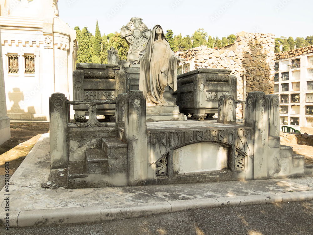 Luxury crypt on Montjuic Cemetery, Barcelona, Spain.