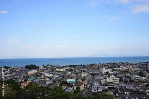 Aerial view of Shimabara city from Shimabara Castle - 島原の街 島原城からの景色