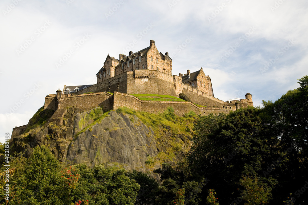 Edinburgh Castle, a historic fortress which dominates the skyline of Edinburgh, the capital city of Scotland.