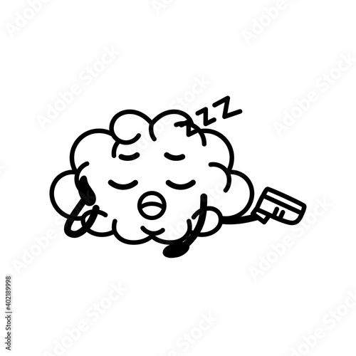 Isolated brain cartoon falling asleep - Vector illustration