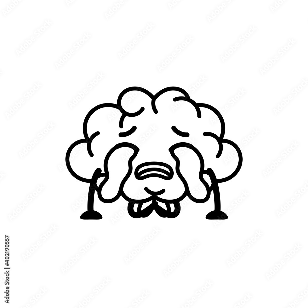 Isolated sad brain cartoon crying - Vector illustration Isolated sad brain cartoon crying - Vector illustration