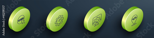 Set Isometric line Web and graphic design, Website statistic, development and Front end icon. Vector.