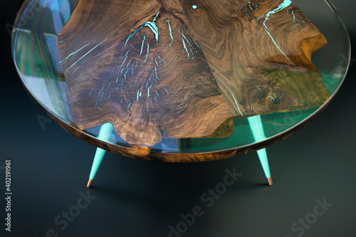 Modern handmade epoxy resin table photo