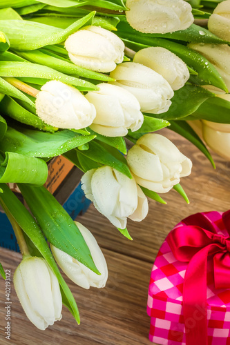 bouquet of white tulips