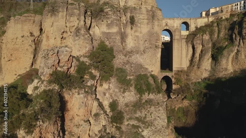 Cliffs of Ronda, Spain, revealing the Puento Nuevo landmark bridge. Spain photo