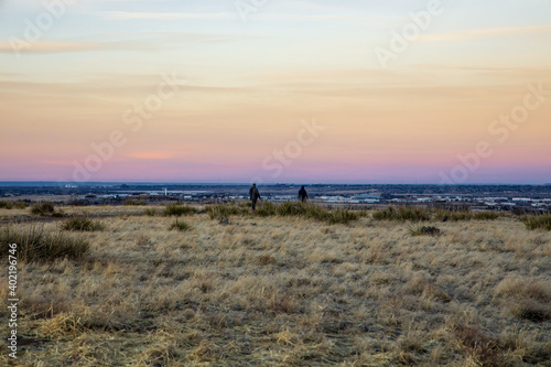 Scenic prairies landscape near Parker, Colorado, just before sunset