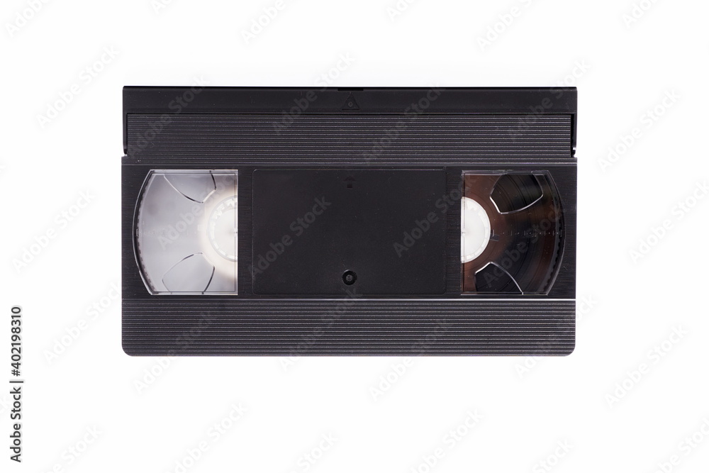 A VHS video cassette isolated on a white background
