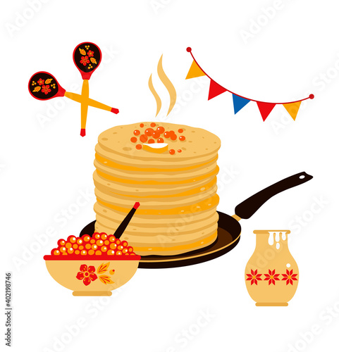 The pancakes put by a pile, tasty pastries on a plate, greasy food, tasty flat cake, fried food, a culinary product, a round piece, is a lot of pancakes on a frying pan.