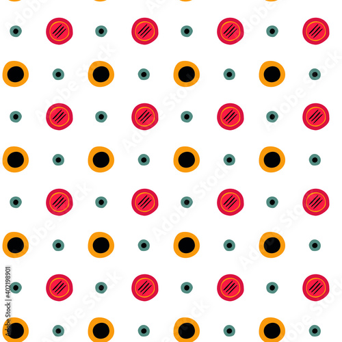 Pattern of uneven circles in the style of folk art, seamless