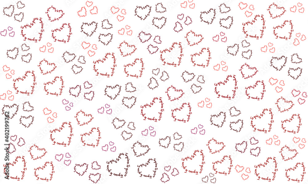  pattern of the word I love you in Spanish forms a heart in red tones.