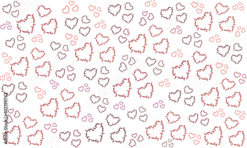  pattern of the word I love you in Spanish forms a heart in red tones.