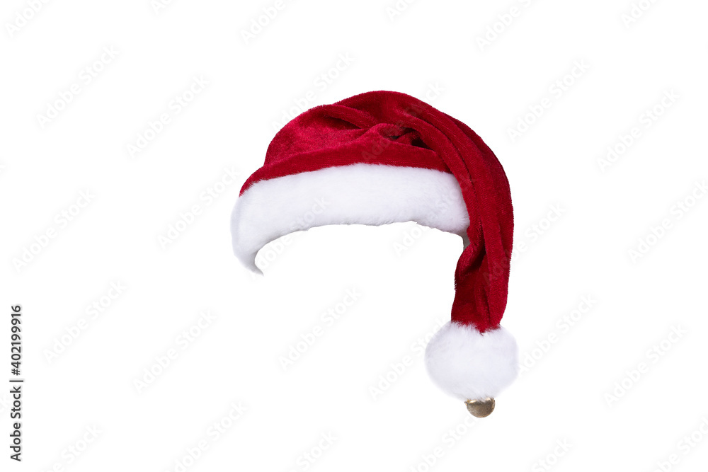 Santa Claus helper hat costume isolated on white background for Christmas and New Year holiday seasonal celebration design decoration