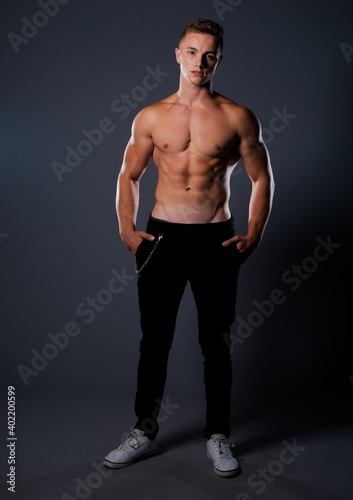 Cool shirtless male model