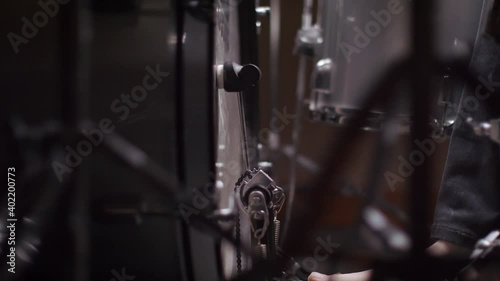 Musical moments. Kick bass drums and cymbals crashing. Artistic energy in motion. Shot in 4k. 