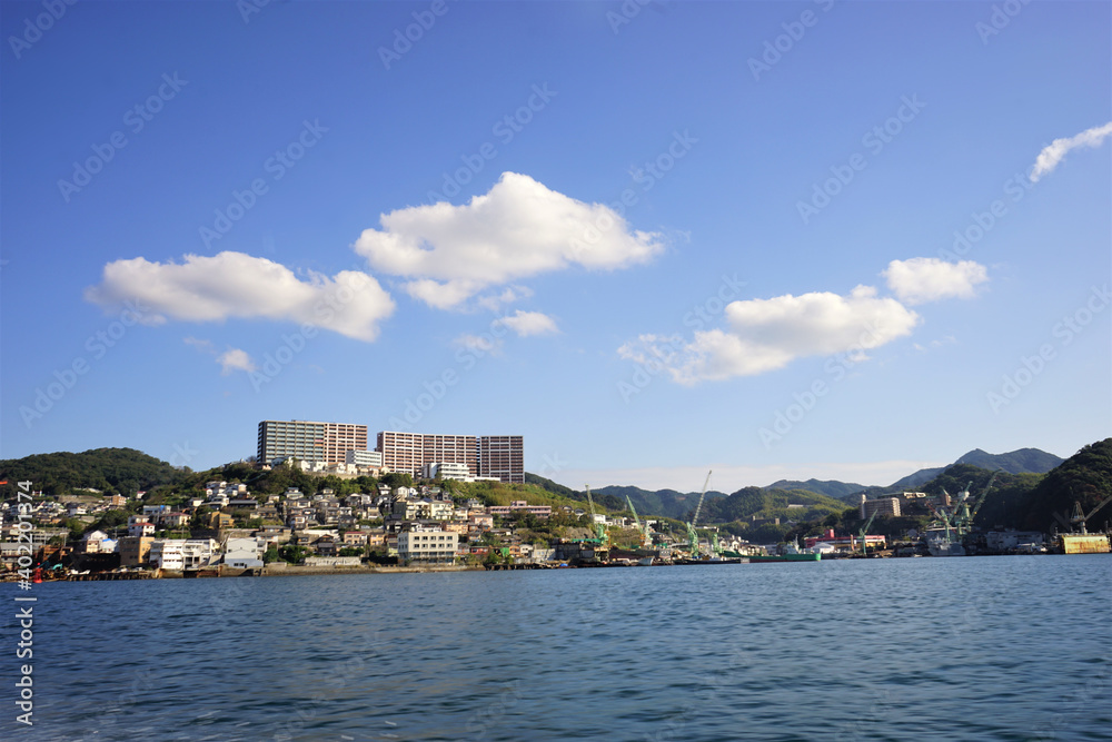 View of Iojima Island from Gunkanjima tour boat in Nagasaki, Japan - 日本 長崎 伊王島