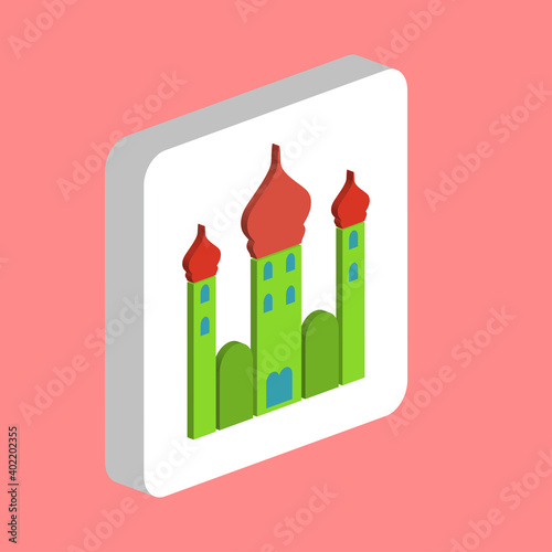 Mosque Simple vector icon. Illustration symbol design template for web mobile UI element. Perfect color isometric pictogram on 3d white square. Mosque icons for business project.