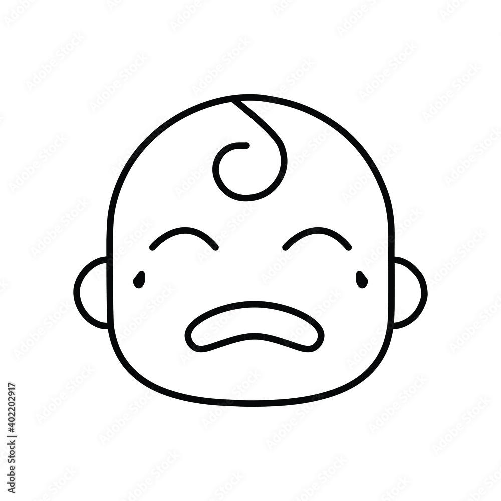 the face of a child crying eyes closed line icon