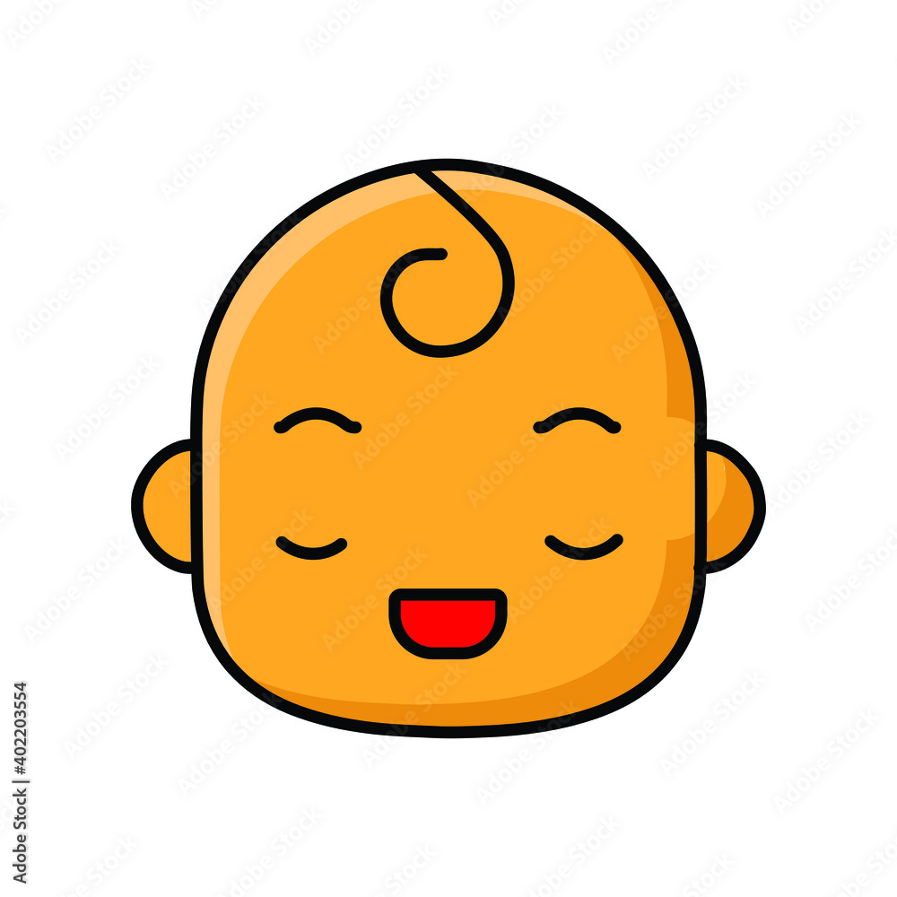 resting baby face emoticon colored line icon resting baby face emoticon colored line icon