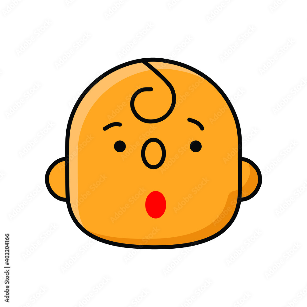 Surprised baby face emoticon colored line icon Surprised baby face emoticon colored line icon