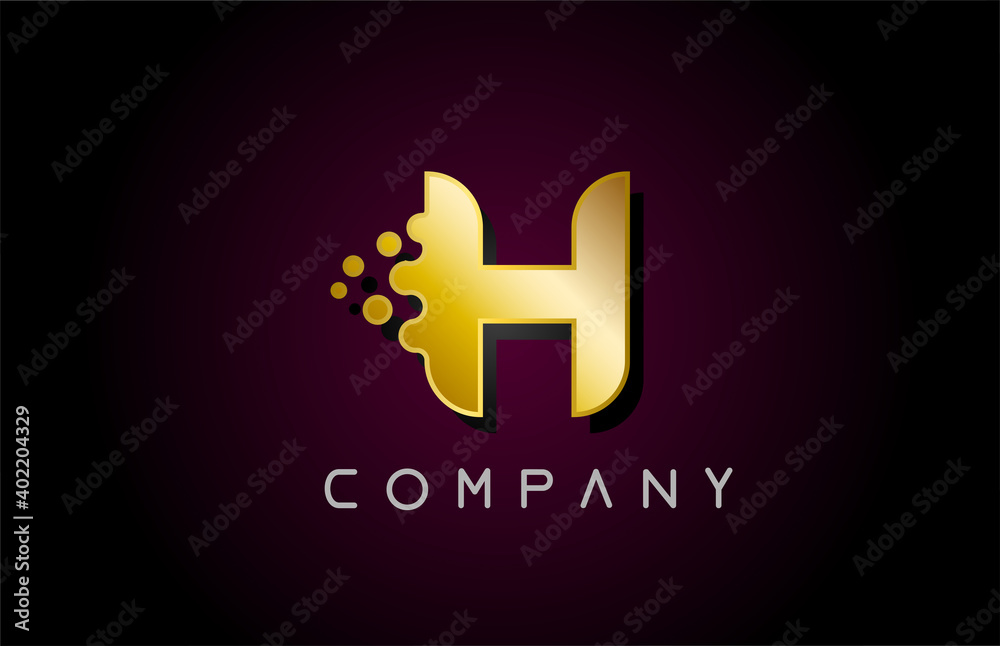 H gold golden letter logo icon. Creative alphabet design for company and business H gold golden letter logo icon. Creative alphabet design for company and business