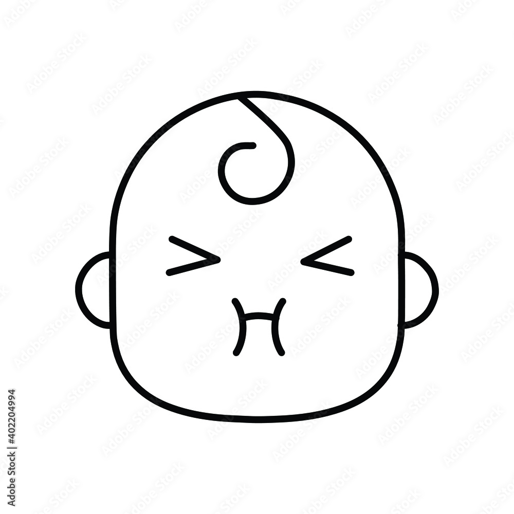 Upset baby face emotion line icon Upset baby face emotion line icon