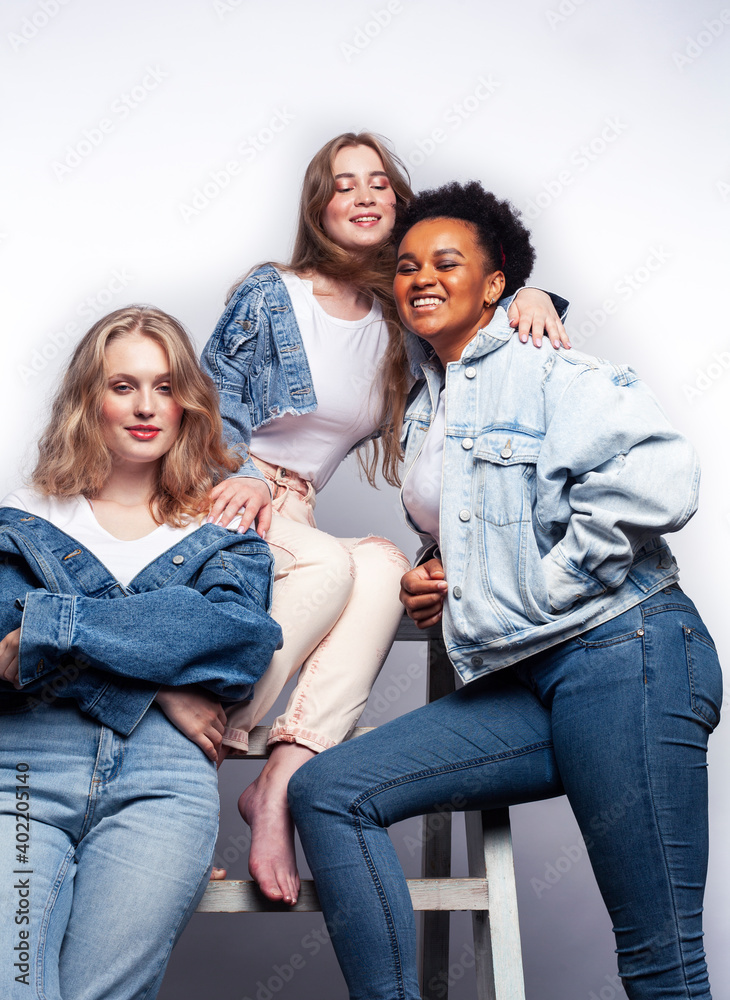 diverse multi nation girls group, teenage friends company cheerful having fun, happy smiling, cute posing isolated on white background, lifestyle people concept, african-american, asian and caucasian diverse multi nation girls group, teenage friends company cheerful having fun, happy smiling, cute posing isolated on white background, lifestyle people concept, african-american, asian and caucasian