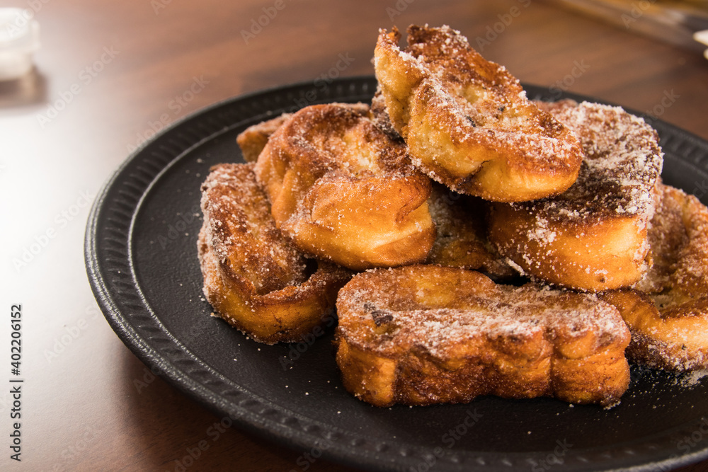 Traditional Christmas french toast also known in Brazil as 'Rabanada'. traditional Brazilian food for Christmas. Traditional Christmas french toast also known in Brazil as 'Rabanada'. traditional Brazilian food for Christmas.
