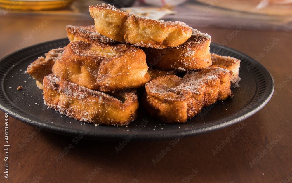 Traditional Christmas french toast also known in Brazil as 'Rabanada'. traditional Brazilian food for Christmas. Traditional Christmas french toast also known in Brazil as 'Rabanada'. traditional Brazilian food for Christmas.