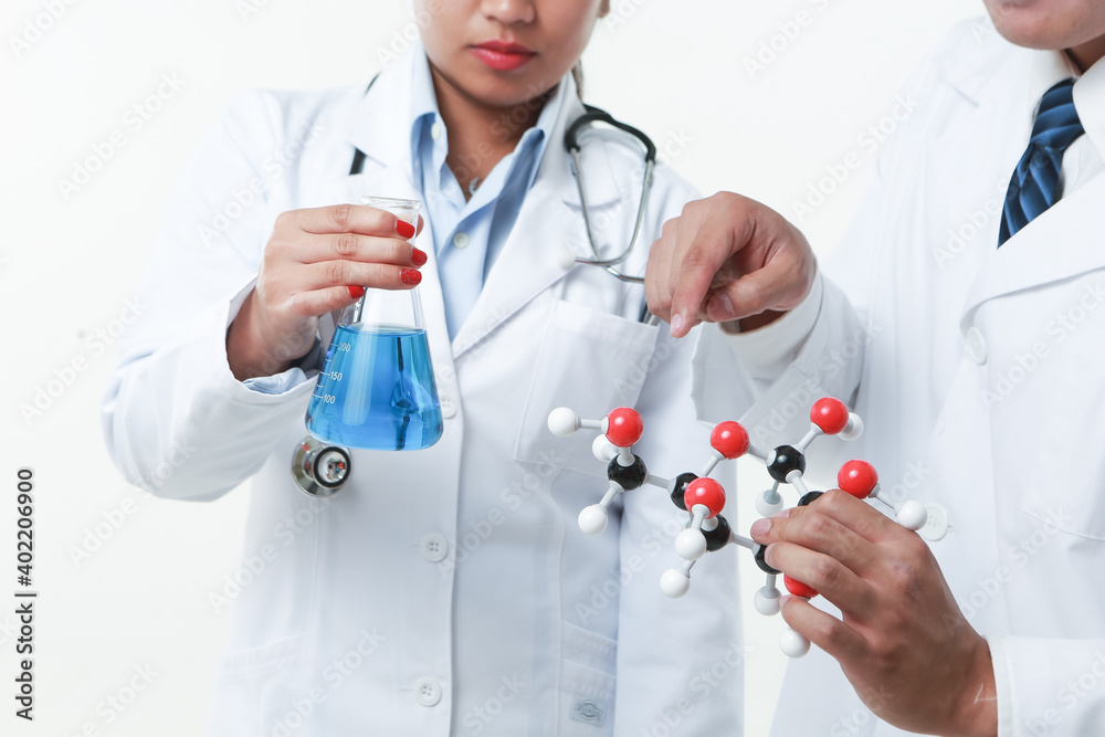 Doctor and chemist working together