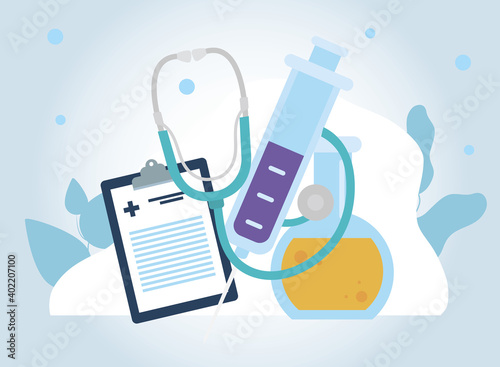 Medical history stethoscope injection and flask vector design