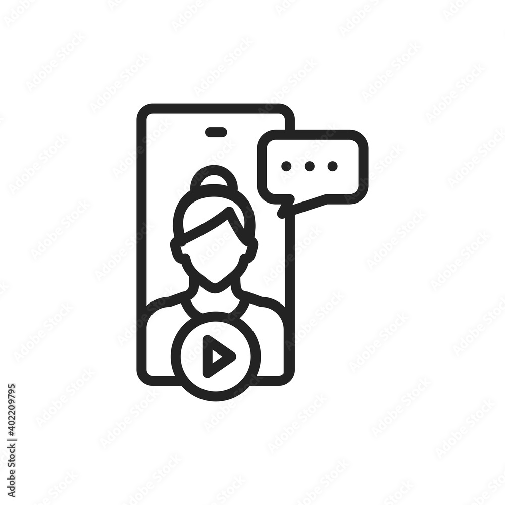 Video broadcast line black icon. SMM promotion. Video broadcast line black icon. SMM promotion.