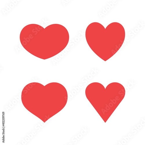 Heart icons collection. Vector designs in shape of hearts. Love , care and valentine's day symbol.