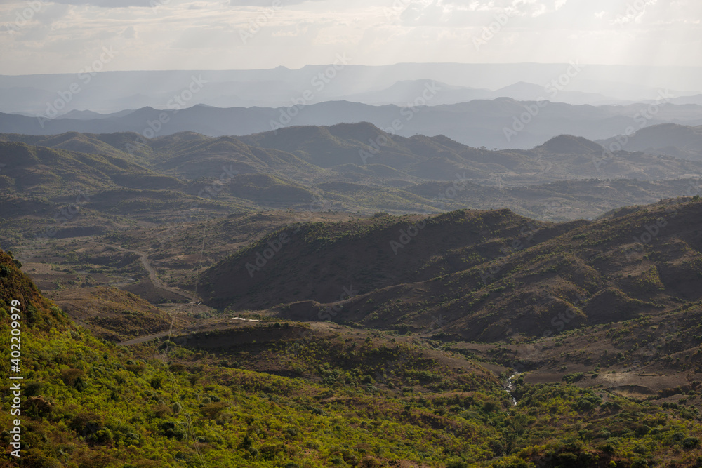 Obraz premium summer landscape in the dry period of Ethiopia on the mountains