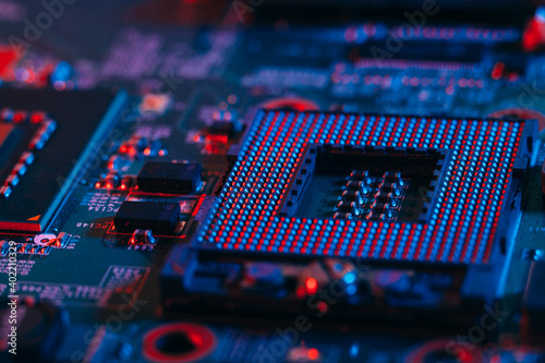 Slika na platnu Processor socket in neon light