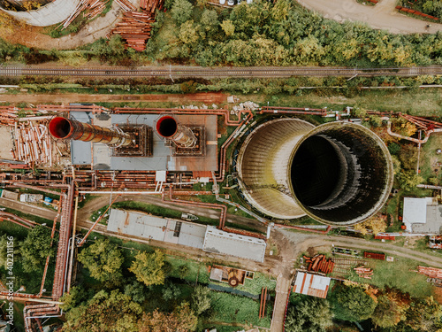 Aerial View over industrialized city photo