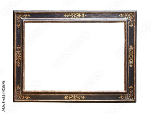Bild auf Leinwand Empty dark decorated picture frame on white background