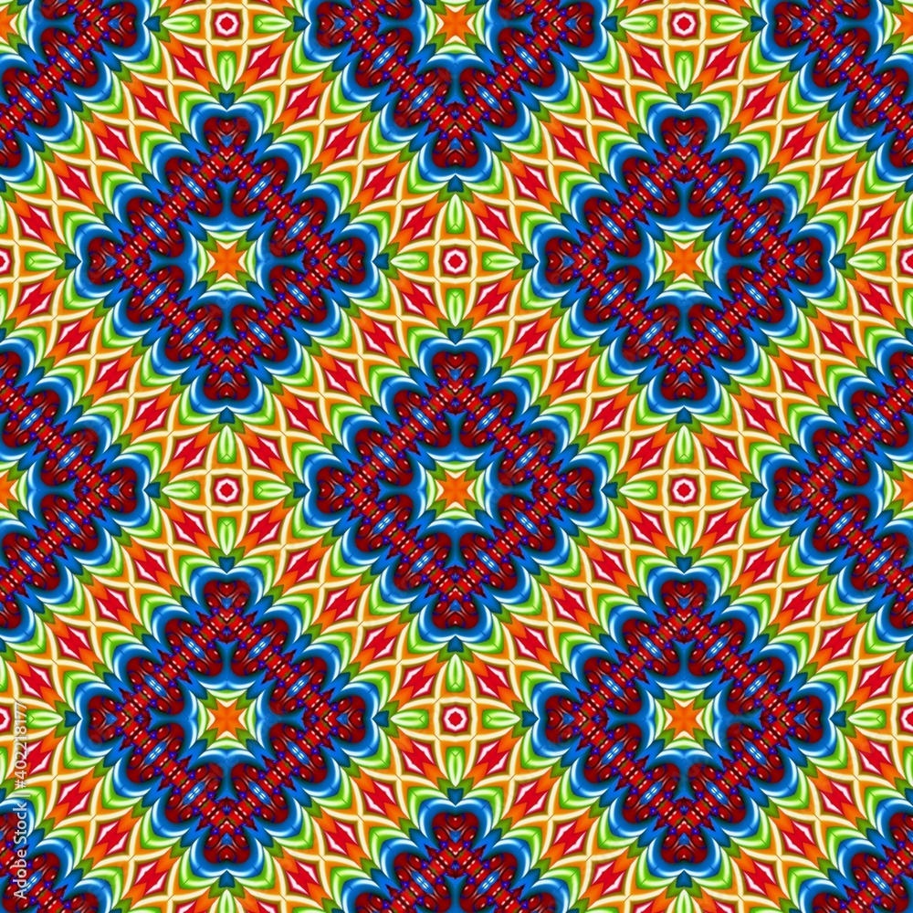 Seamless pattern with symmetric geometric ornament. 