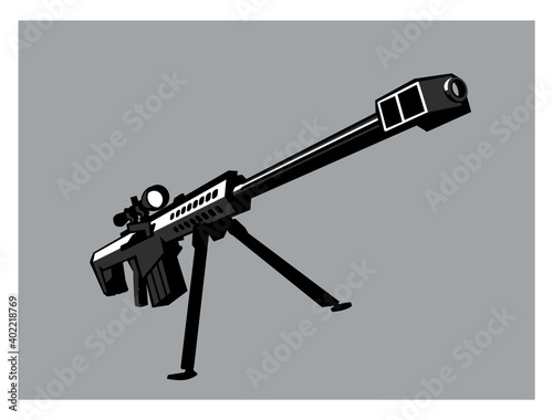 Stylized drawing of a sniper rifle. Vector image for illustrations.