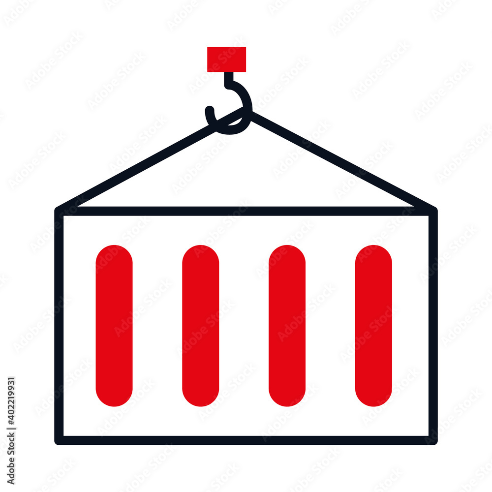 hook holding a container icon, half line half color style hook holding a container icon, half line half color style